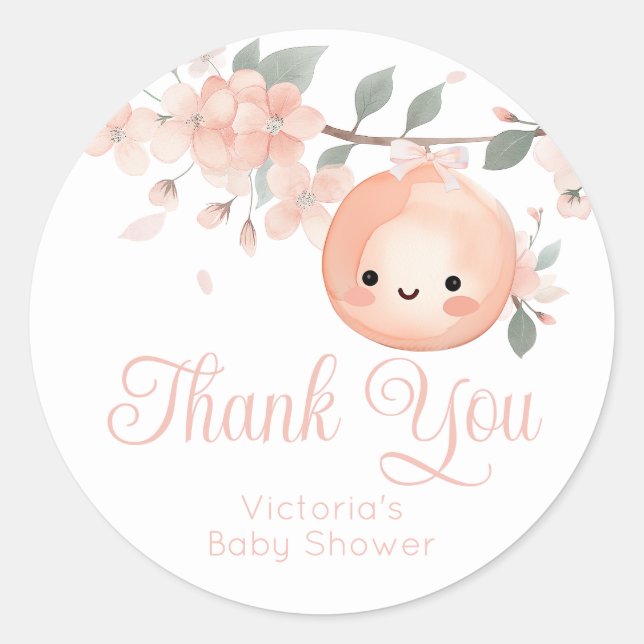 Sticker Rond Petit Baby shower de fille douce (Devant)