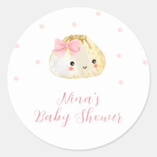 Sticker Rond Petit Baby shower de fille Douce Rose