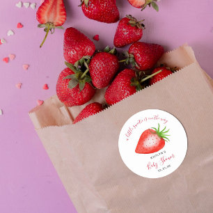 Sticker Rond Petit Baby shower de fraises doux