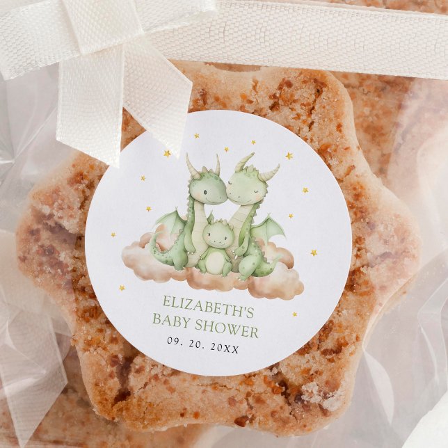 Sticker Rond Petit Baby shower Dragon (Créateur téléchargé)