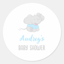 Sticker Rond Petit Baby shower éléphant