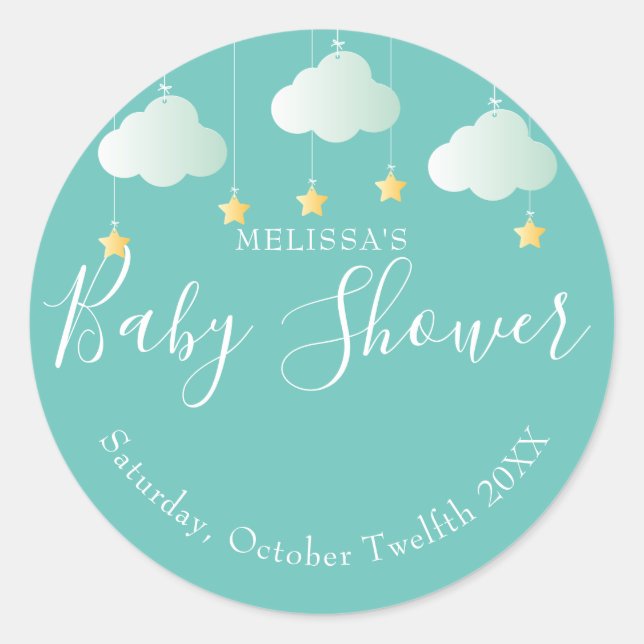 Sticker Rond Petit baby shower étoilé tordu (Devant)