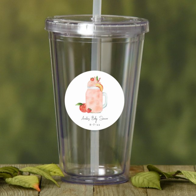 Sticker Rond Petit Baby shower Fruit Smoothie Fille Peach (Créateur téléchargé)