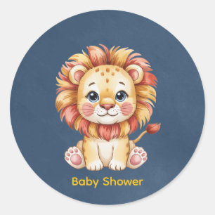 Sticker Rond Petit Baby shower Lion Boy