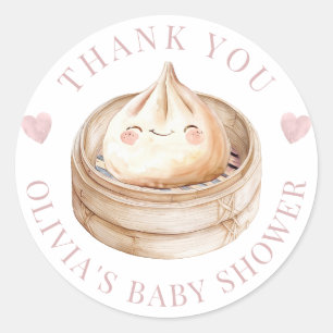 Sticker Rond Petit Baby shower rose Dumpling Favoriser le Merci