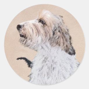 Sticker Rond Petit Basset Griffon Vendéen Peinture - Chien Art