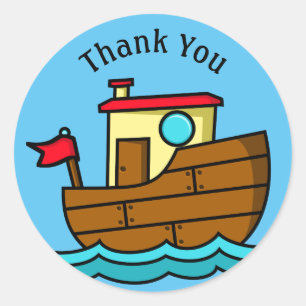 Sticker Rond Petit bateau de remorquage Merci 