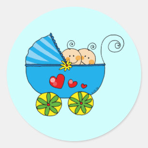 Sticker Rond Petit bébé jumeaux