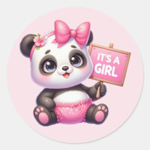Sticker Rond Petit bébé ours panda fille