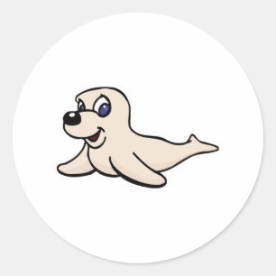 Sticker Rond petit bébé phoque mignon