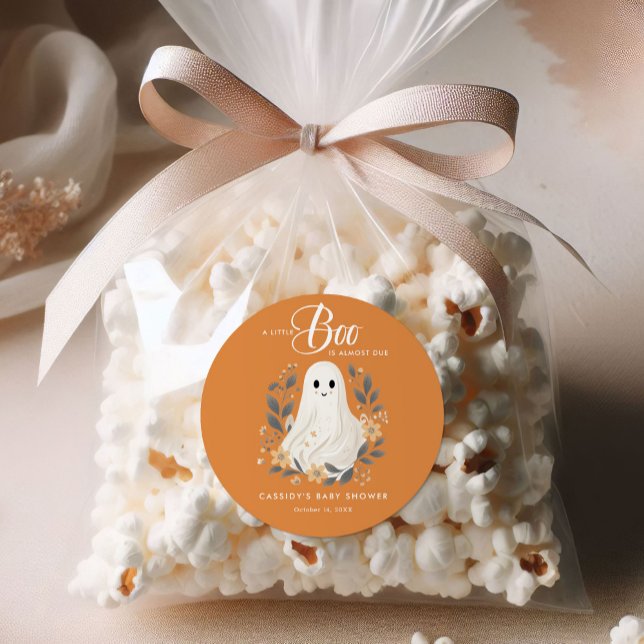 Sticker Rond Petit Boho Ghost Baby shower d'Halloween (Créateur téléchargé)