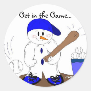 Sticker Rond Petit Bonhomme de Neige Batteur