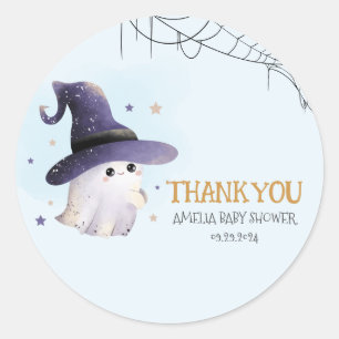 Sticker Rond Petit Boo Halloween fantôme garçon baby shower