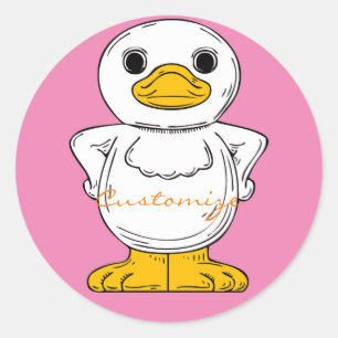 Sticker Rond Petit canard blanc debout Thunder_Cove