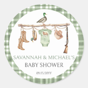 Sticker Rond Petit chasseur Baby Shower chasseur