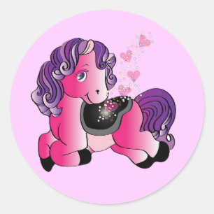 Sticker Rond Petit cheval heureux