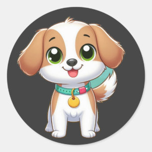 Sticker Rond petit chien mignon