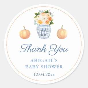 Sticker Rond Petit Citrouille Automne Baby shower Douche Faveur
