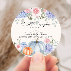 Sticker Rond Petit Citrouille floral Halloween Baby shower d'au