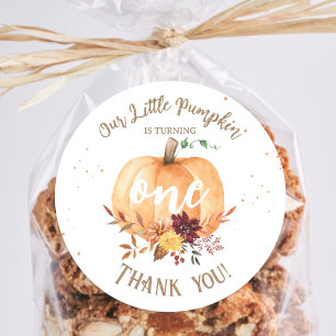 Sticker Rond Petit Citrouille Genre Neutre Automne 1er Annivers