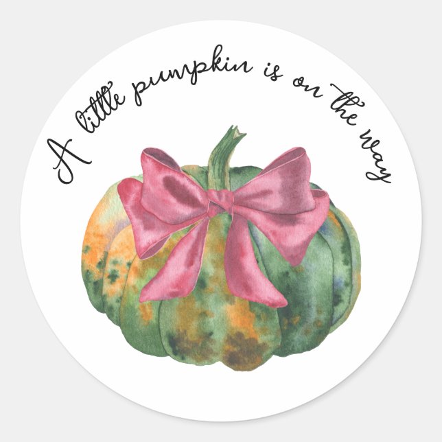 Sticker Rond Petit Citrouille sur le chemin du baby shower d'au (Devant)