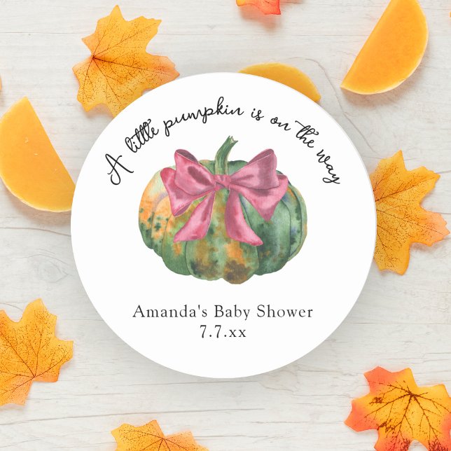 Sticker Rond Petit Citrouille sur le chemin du baby shower d'au (Créateur téléchargé)