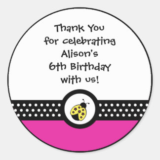 Sticker Rond Petit coccinelle fête d'anniversaire faveurs