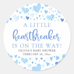 Sticker Rond Petit Coeur brise-coeur Bleu Baby shower Valentine