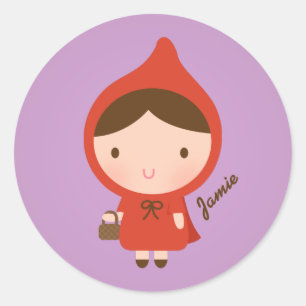 Sticker Rond Petit conte de fées rouge mignon de capuchon pour