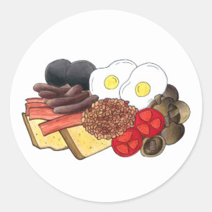 Sticker Rond Petit déjeuner anglais complet Royaume-Uni Cuisine