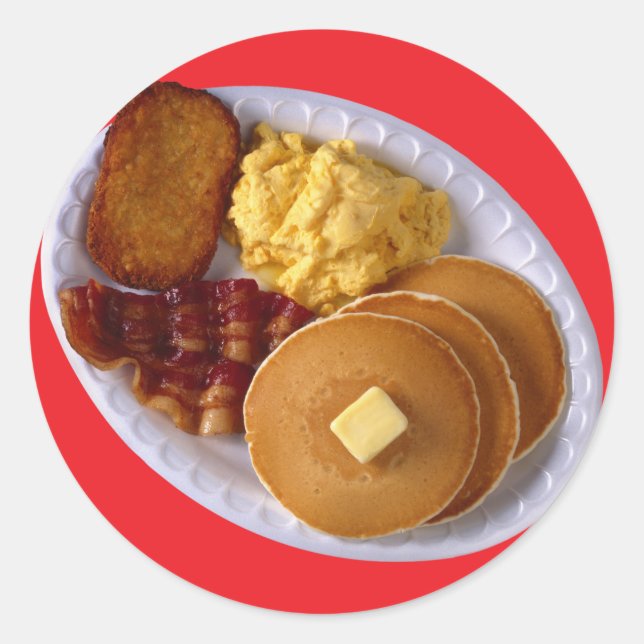 Sticker Rond Petit-déjeuner avec bacon (Devant)