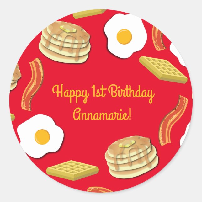 Sticker Rond Petit déjeuner Brunch Fête d'anniversaire Enfants (Devant)