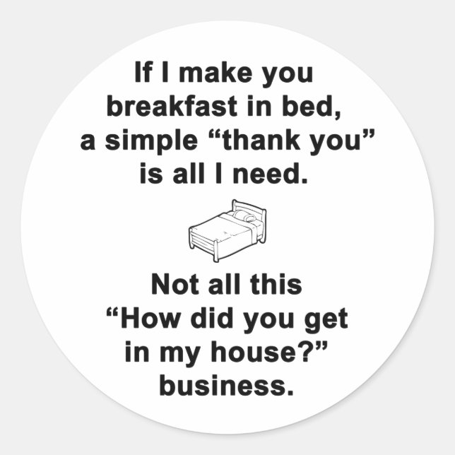 Sticker Rond Petit déjeuner en Bed (Devant)