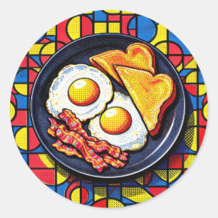 Sticker Rond Petit déjeuner Pop Art