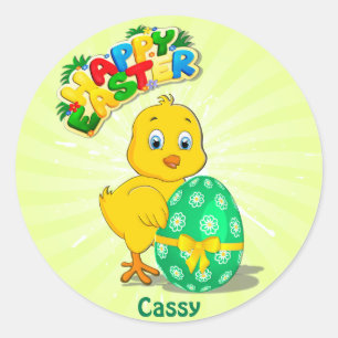 Sticker Rond Petit dessin de Pâques sur le poulet