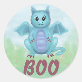 Sticker Rond petit dragon de botte mignon