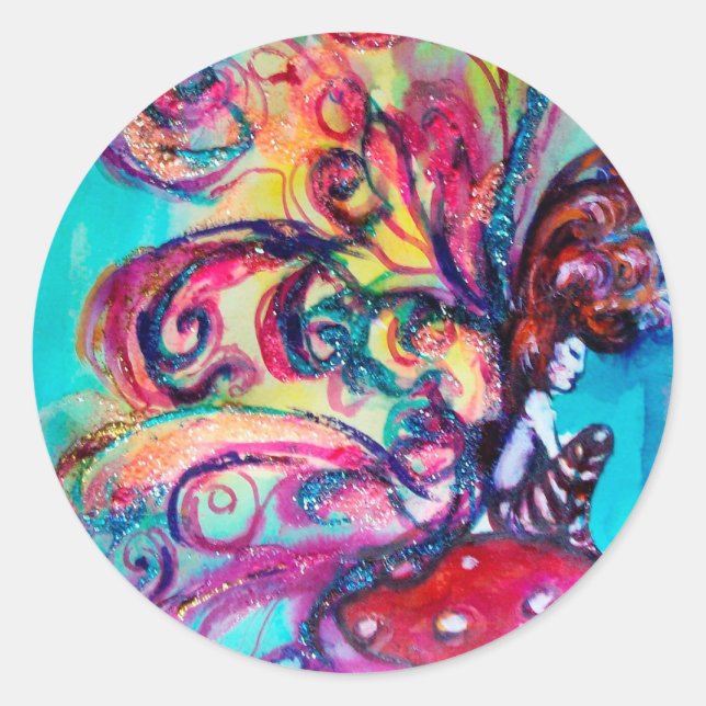 Sticker Rond Petit Elfe de Champignons (Devant)