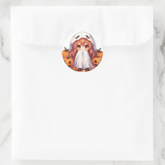 Sticker Rond Petit fantôme pour Halloween
