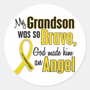 Sticker Rond Petit-fils de l'ANGE 1 de Cancer d'enfance