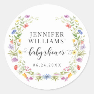 Sticker Rond Petit fleur sauvage prairie fleurie bébé douche