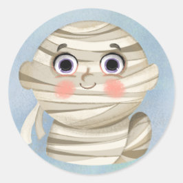 Sticker Rond Petit garçon dans un costume d'Halloween maman Pla