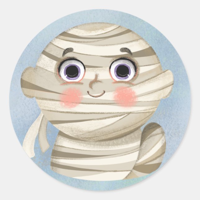 Sticker Rond Petit garçon dans un costume d'Halloween maman Pla (Devant)