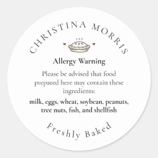 Sticker Rond Petit Gâteau de Boulangerie Personnalisé Alerte Al