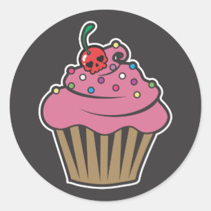 Sticker Rond Petit gâteau de cerise de poison