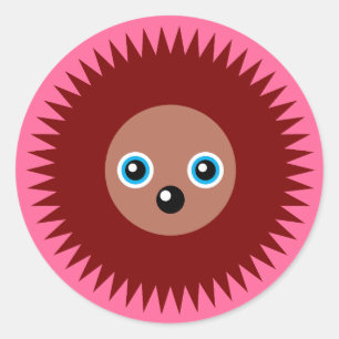 Sticker Rond Petit hérisson mignon