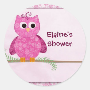 Sticker Rond Petit hibou rose mignon
