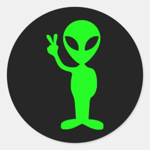 Sticker Rond Petit homme vert en noir