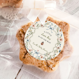 Sticker Rond Petit Love Bug Baby Shower Fleur Sauvage