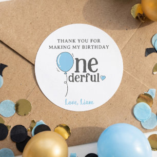 Sticker Rond Petit M. Onederful Ballon de remerciement pour ann