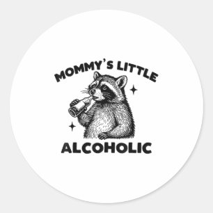 Sticker Rond Petit mème raccoon alcoolique de maman drôle